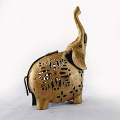 A 20cm metal elephant t-light holder, a wonderful gift for graduation decor.