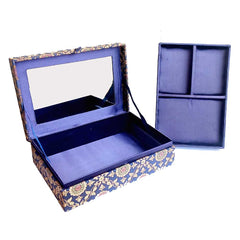 A 20cm zardosi art box with a partition, providing enough space for makeup accessories.