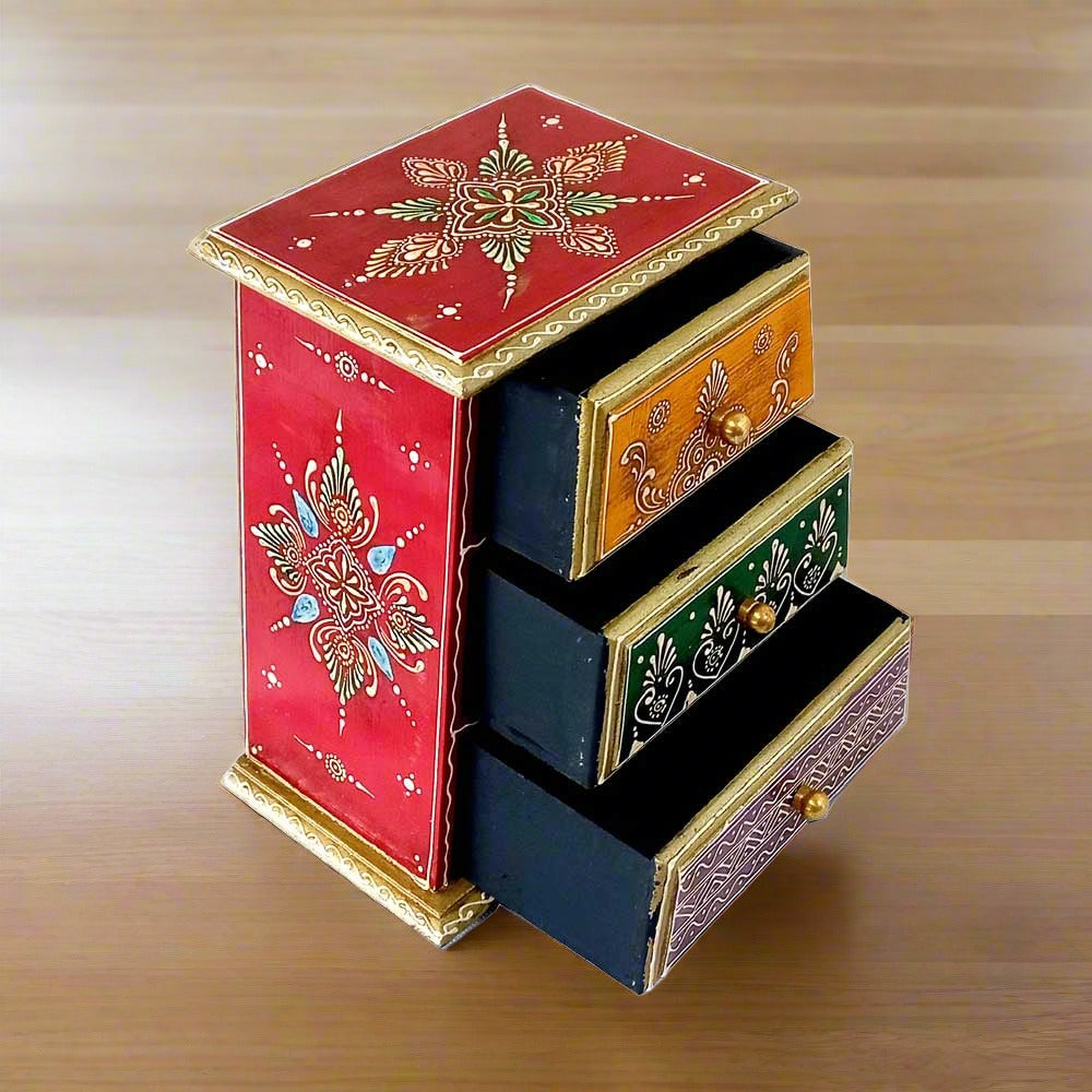 A 22cm multi-purpose wooden drawer organizer with an antique look.