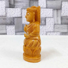 Handcrafted buddha idol in wood-kkgiftstore