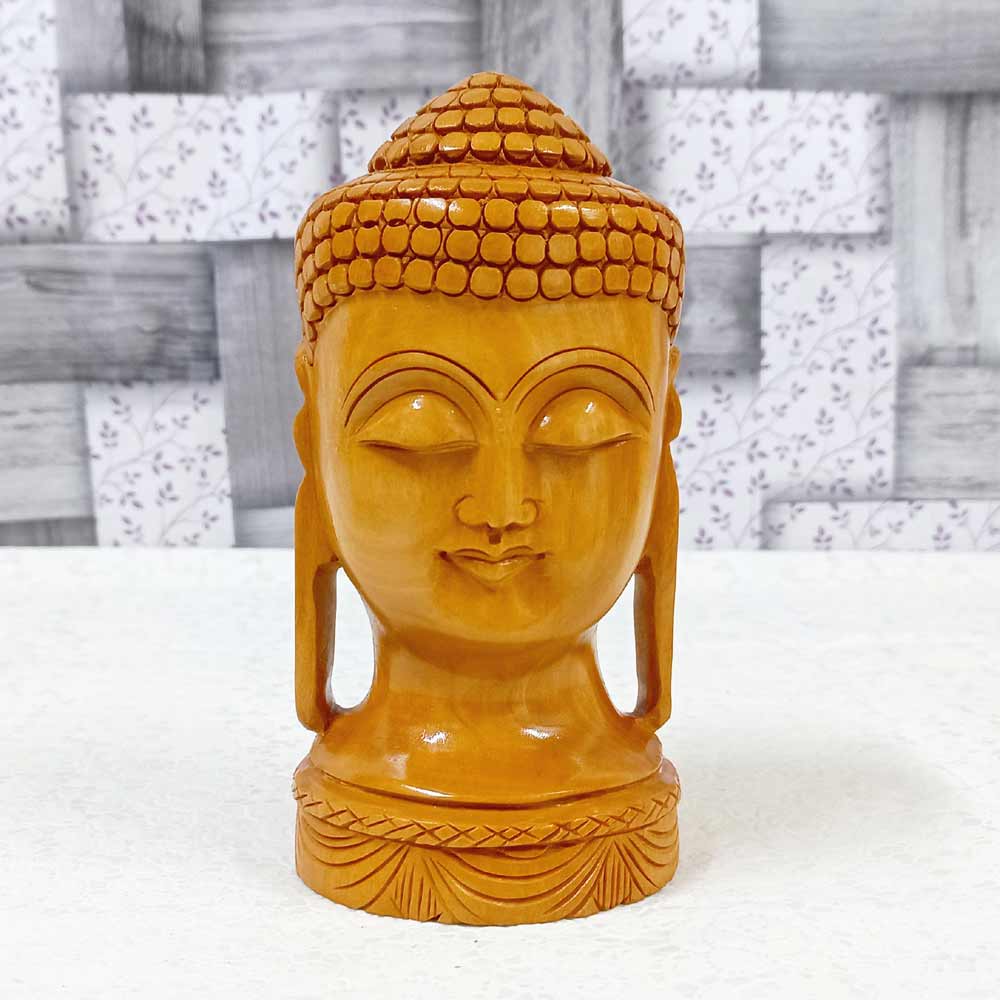 Large Wooden Buddha Head Idol
