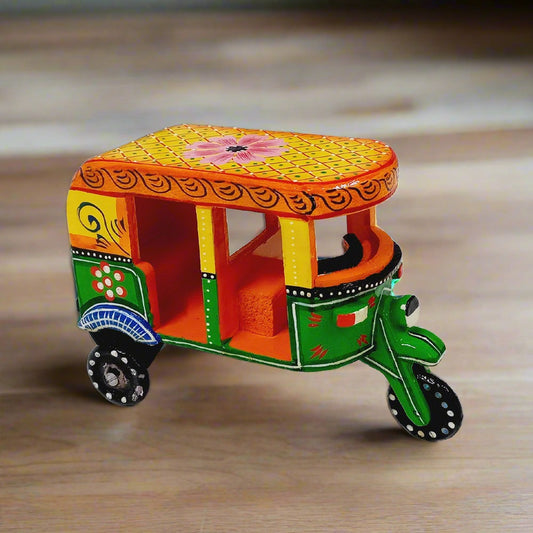 Wooden Auto Rickshaw Showpiece - kkgiftstore