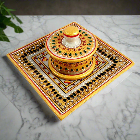 Marble Container with Tray - kkgiftstore