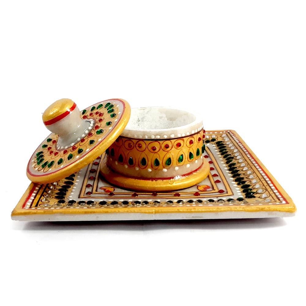 Marble Container with Tray - kkgiftstore