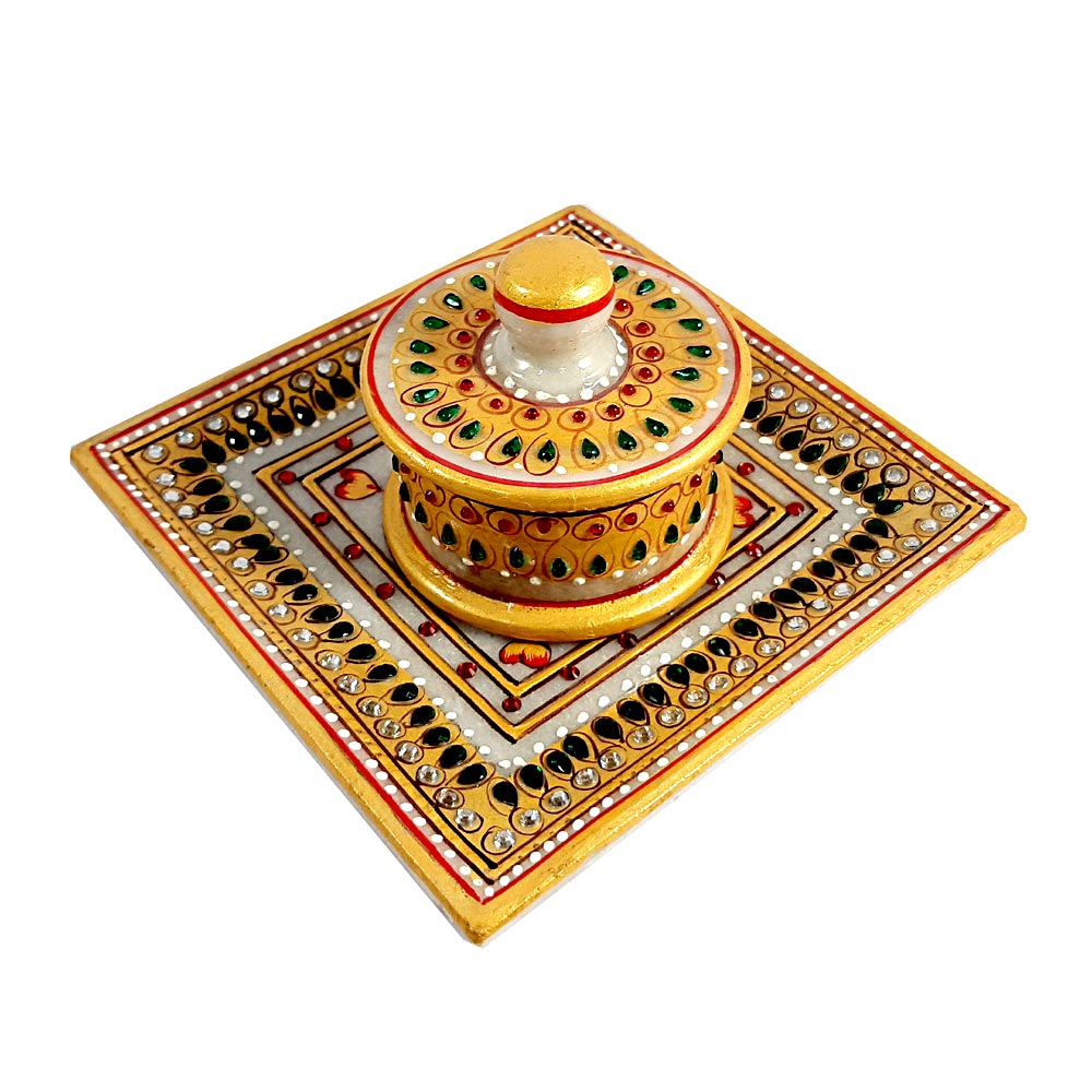 Marble Container with Tray - kkgiftstore