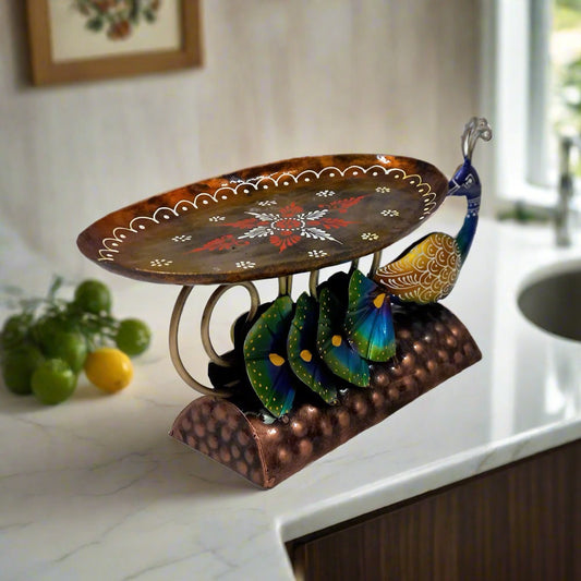 Table Decor Peacock Showpiece & Platter - kkgiftstore