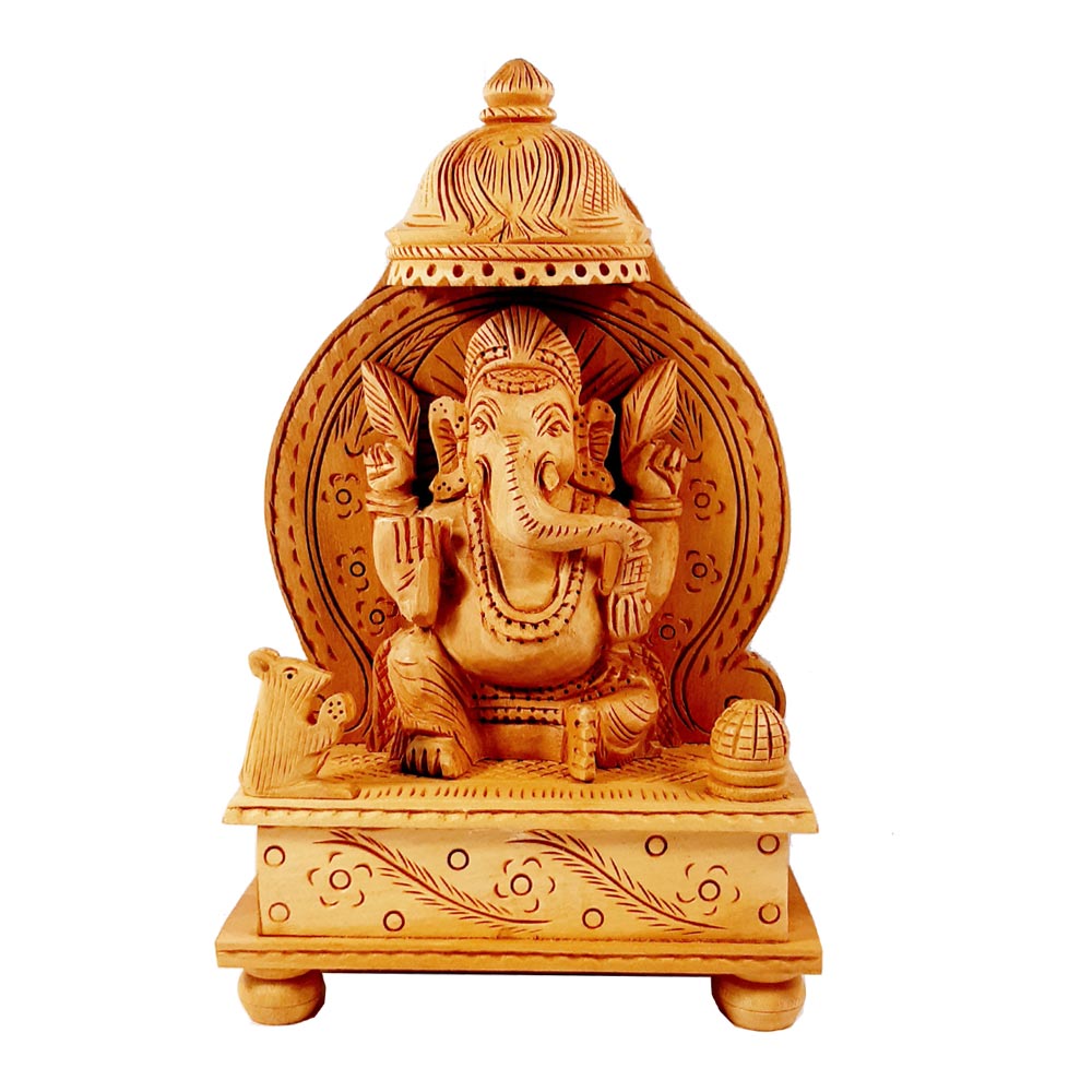 Wooden Ganesh Idol - kkgiftstore