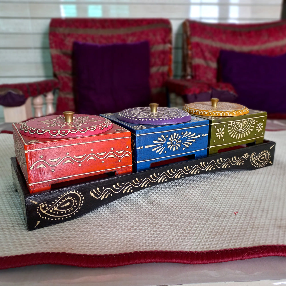 Traditional Wooden Painted Dry Fruit Box - kkgiftstore