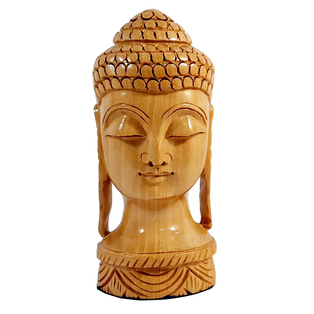 Wood Carving Buddha Head Statue - kkgiftstore
