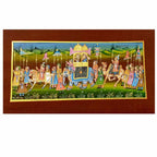 Front view Rajasthani Ambabari elephant camel horse soldiers silk miniature painting