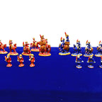 Closeup 8cm Ambari elephant king chess piece with red blue enamel painting.