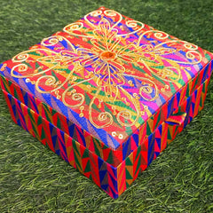 Artisanal makeup box showcasing traditional handmade zardosi embroidery, perfect for gifting occasions.