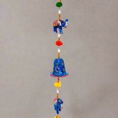 A beautiful pair of blue papermache elephant torans, a wonderful wall hanging for your home.