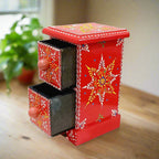 A beautiful hand-painted wooden organizer that is a useful and decorative piece for your home.