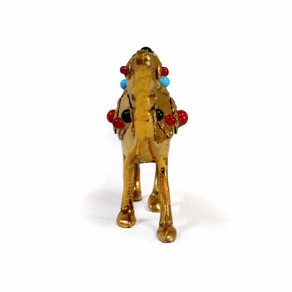 Beautiful brass camel with stone embellishments, perfect gift item for office desk or shelf.