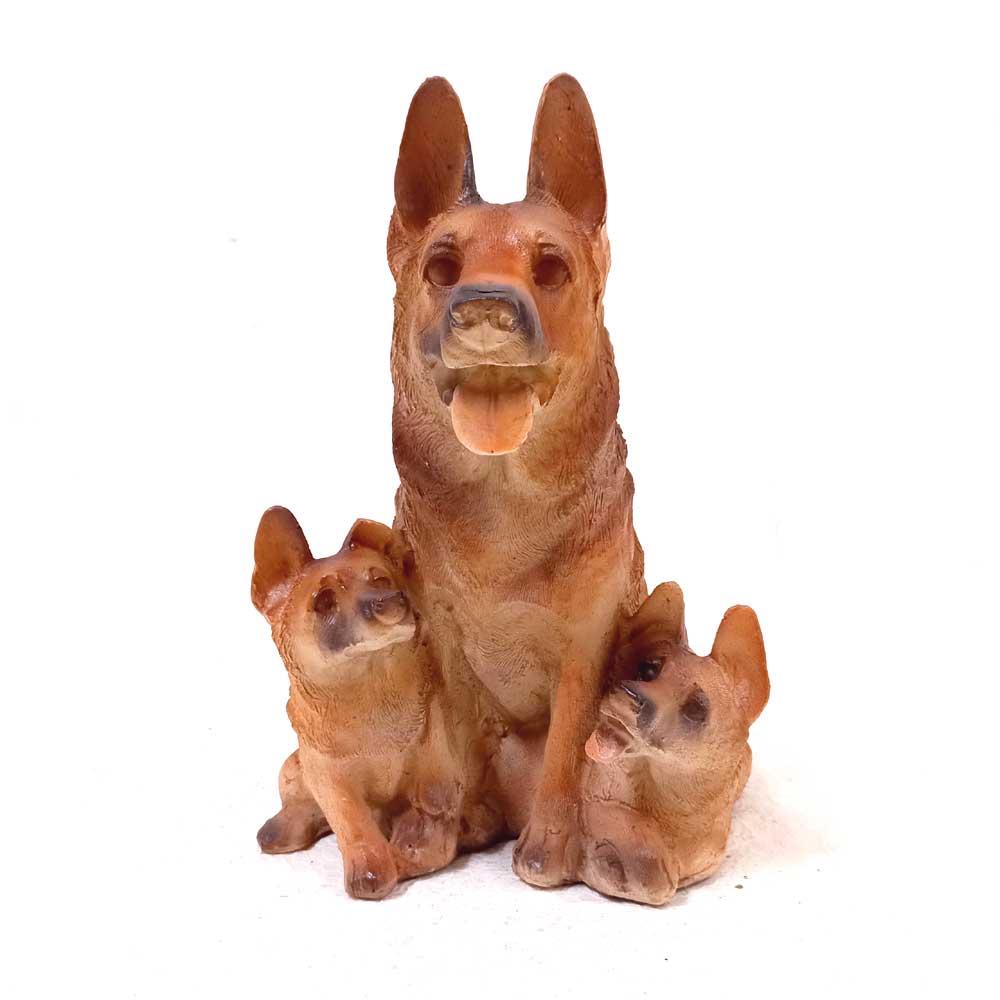 21cm resin dog family statue with cubs for home decoration
