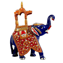 Decorative metal Ambabari elephant with intricate meenakari hand painting, ideal for home decoration.