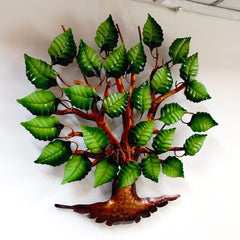 Decorative metal life of tree wall art with vibrant painting, adding elegance to living spaces.
