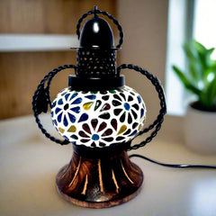 Decorative mosaic table lamp with artistic glass pieces in multicolor, perfect for living room