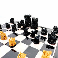  A decorative wooden Ambadi chess set with fine workmanship, designed to enhance the beauty and give a royal look to your home.