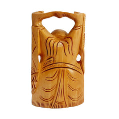 Decorative wooden standing Laughing Buddha crafted with great detail for home and office positivity.