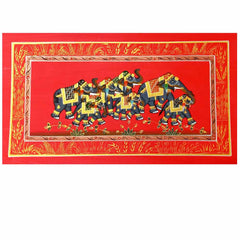 Lifestyle display golden elephant silk attracting attention house wall decor