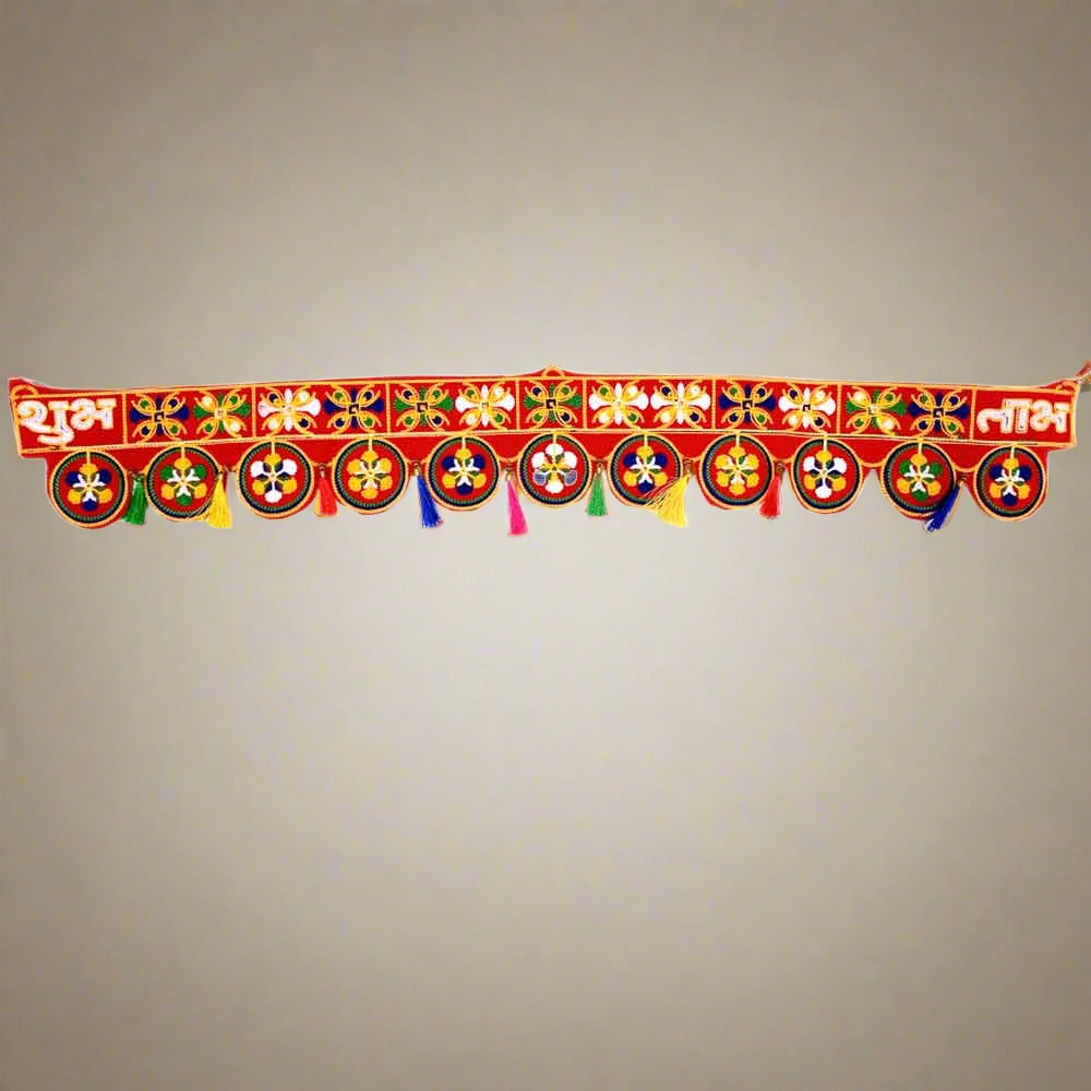 Front view of beautiful embroidery bandarwal toran made from good quality fabric