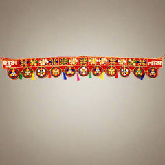 Front view of beautiful embroidery bandarwal toran made from good quality fabric