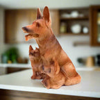 Cute family dog resin showpiece with mother and two cubs, 21cm height colorful decor