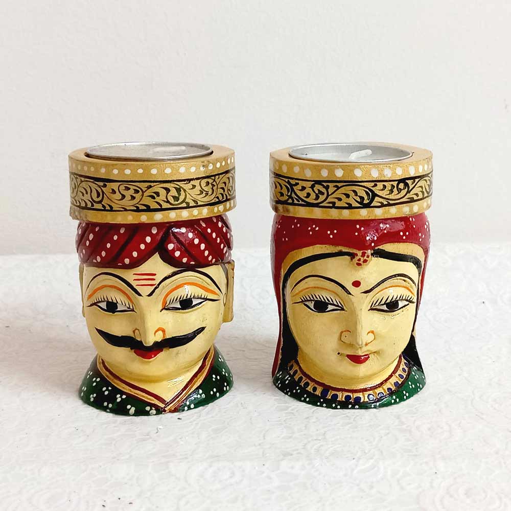 Traditional Wooden Hand Painted Tealight Holder