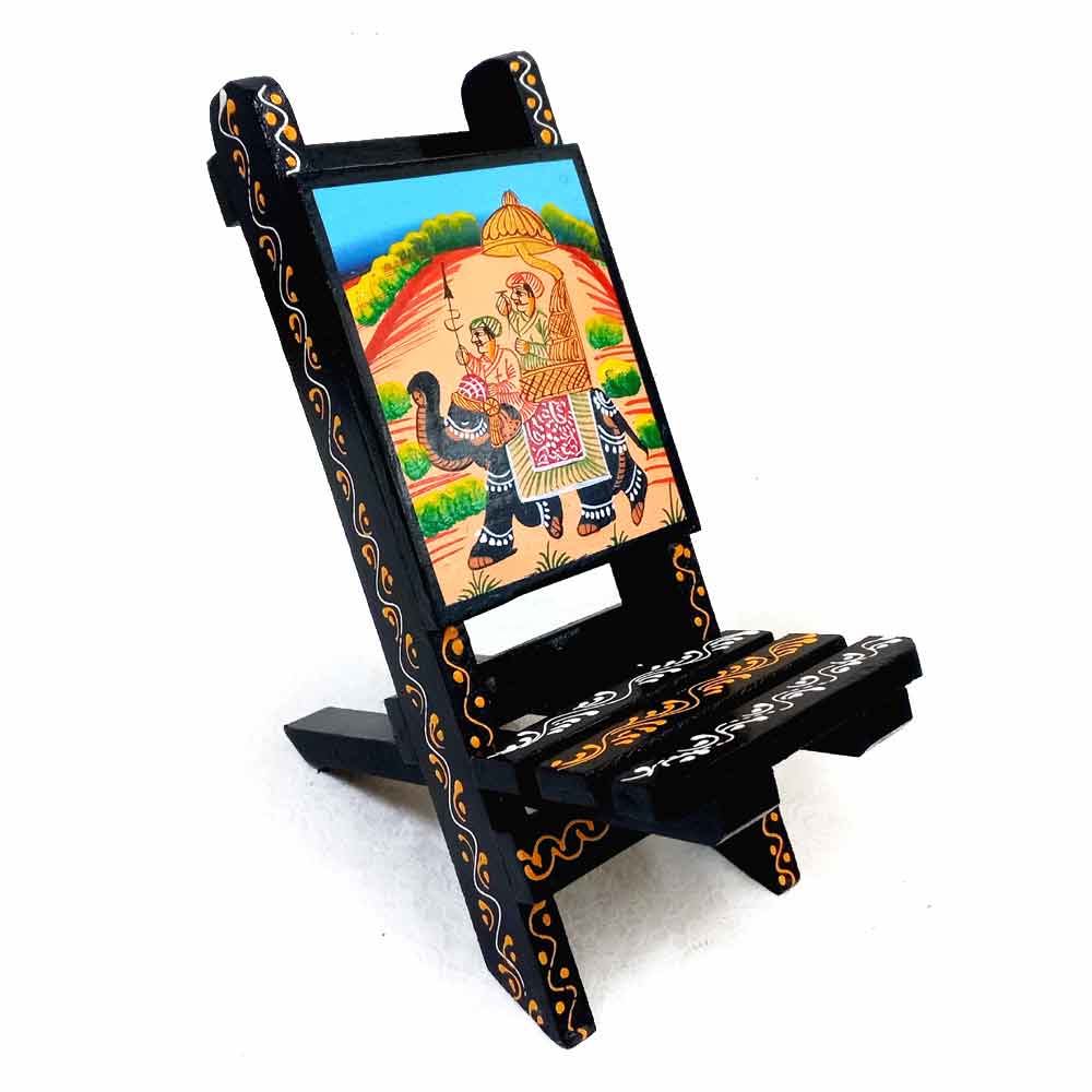 Foldable wooden mobile stand designed for convenience and safe phone placement