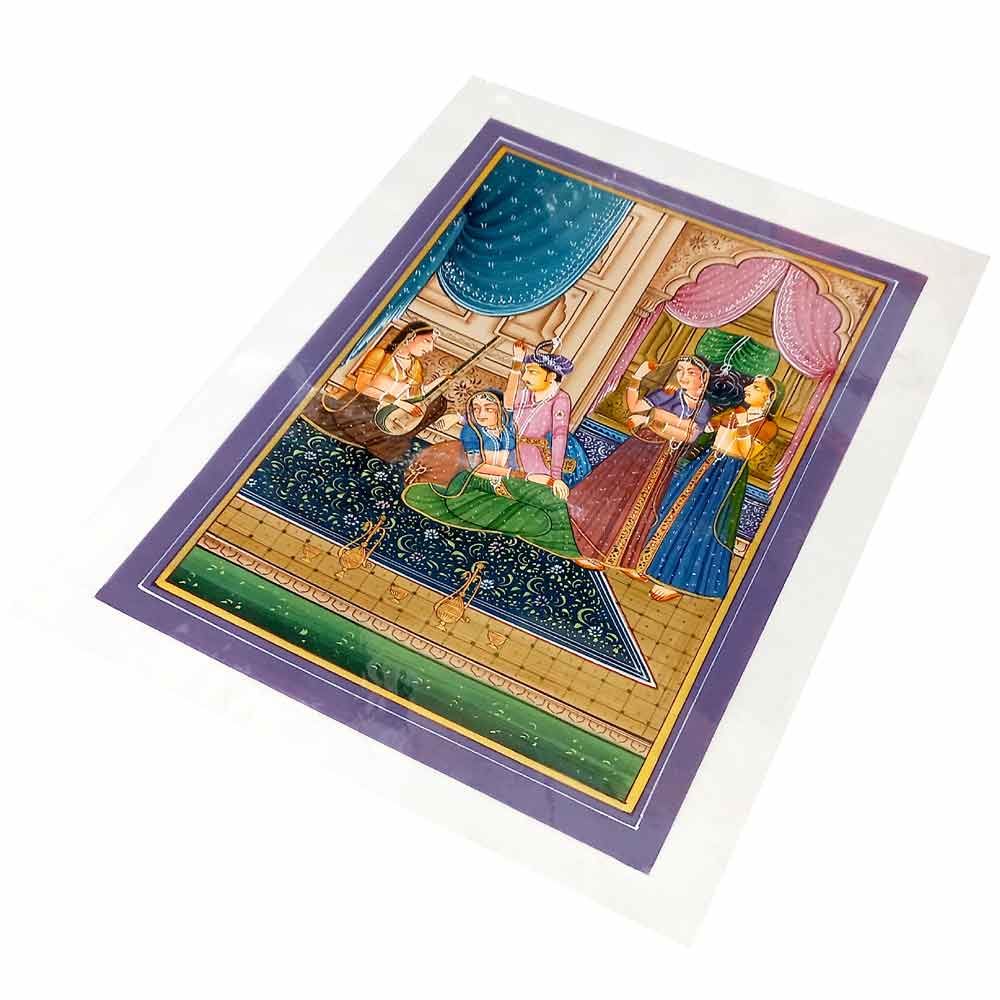 Full view 31x22cm Rajasthan Mughal painting kings heritage palace backdrop