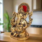 Handcrafted Rajasthani metal Lord Ganesha idol (24x13x10cm) – remover of obstacles, perfect Diwali gift.