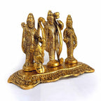 Ram Darbar idol with Sita Hanuman Lakshman in golden oxidized polish, clean with dry cloth care.