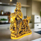 A golden oxidized Krishna statue, a perfect piece for home decor and gifting.