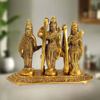 Premium metal Ram Darbar statue featuring divine family in golden polish, perfect for home worship.