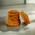Handcrafted vermilion box made of Dani wood, finely carved for keeping Kumkum and Sindoor, perfect as a gift for women.