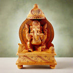 Handcrafted Lord Ganesh idol made of kadamb wood, symbolizing prosperity and good beginnings.