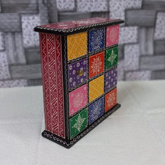 Handcrafted large wooden key box decorated with bold hand painting, perfect for organizing multiple keys.