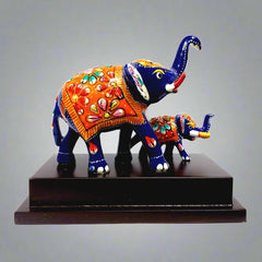 Handcrafted metal Meenakari elephant showpiece with intricate painting work.