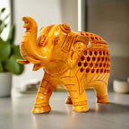 A handcrafted wooden forged elephant, a beautiful piece for home decor and gifting.