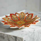 Hand-painted marble urli in lotus shape, perfect for temple decoration and placing worship flowers.