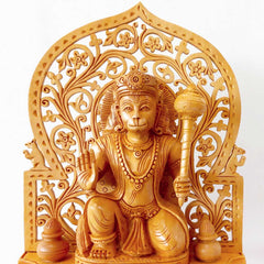 Traditional wooden Hanuman ji idol, ideal gift for handicraft lovers, perfect for home, office, or pooja room