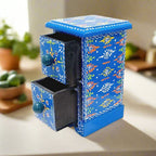 A high-quality wooden jewelry storage box with two drawers, perfect for earrings and chains.