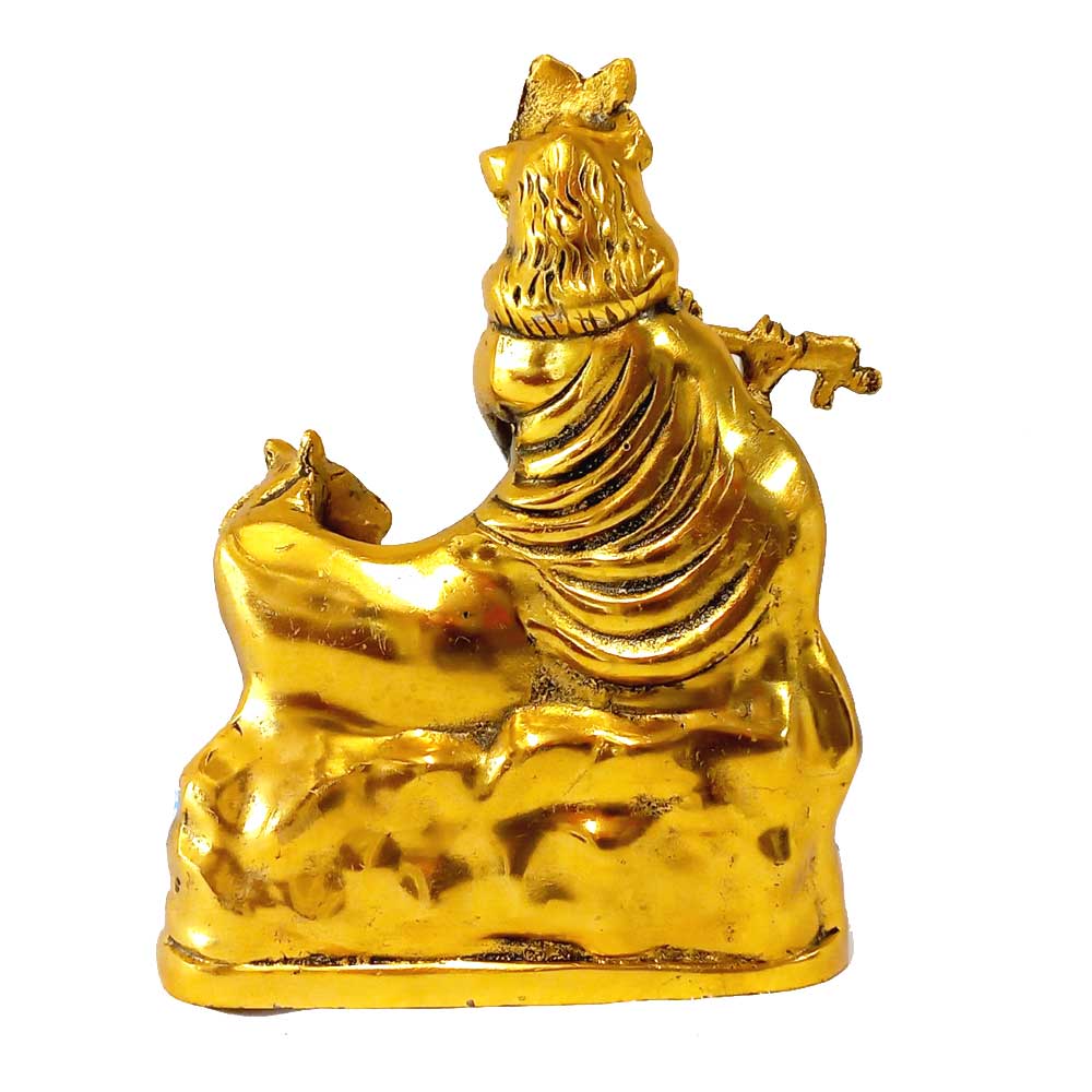 A beautiful metal religious idol of Lord Krishna, the best gifting option for a birthday, anniversary, or wedding.