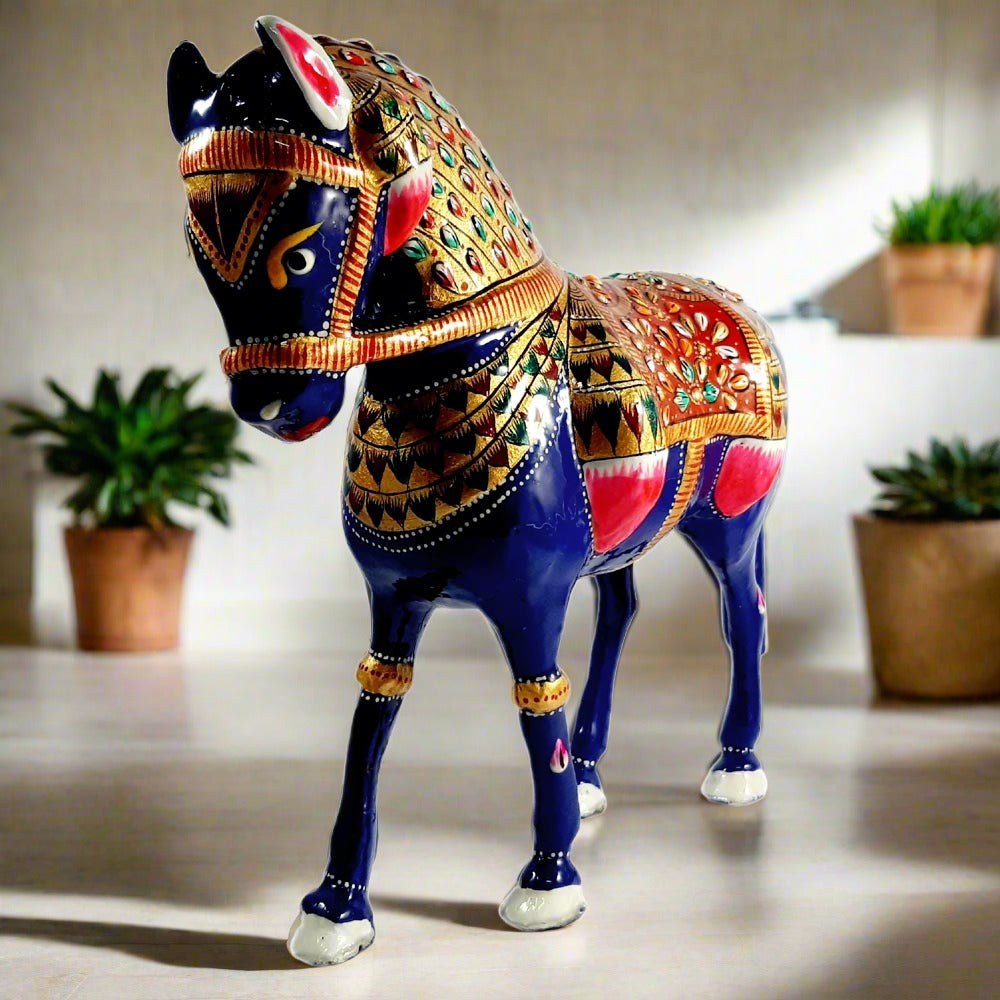A large meenakari painting horse figurine, an attractive and perfect choice for horse lovers.