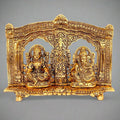 22cm metal Laxmi Ganesh seated idol with golden arch for pooja