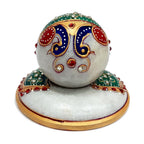 Luxury marble table clock showcasing detailed peacock design and stone embellishments for elegance