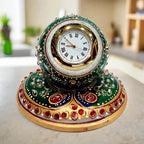 Makarana marble round clock with exquisite meenakari hand painting and high-quality dial