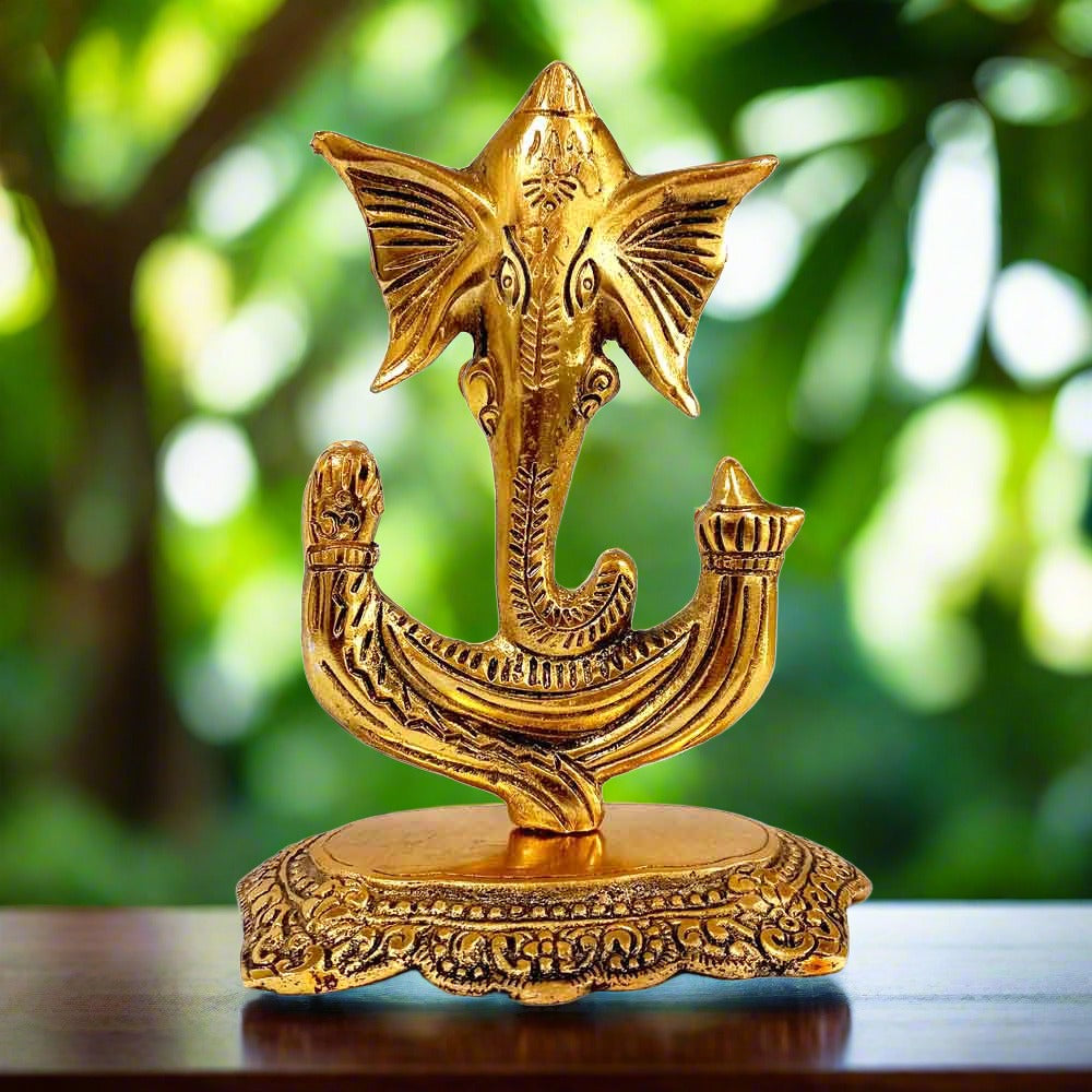 20cm golden polish metal Ganesh idol for prosperity and home decor